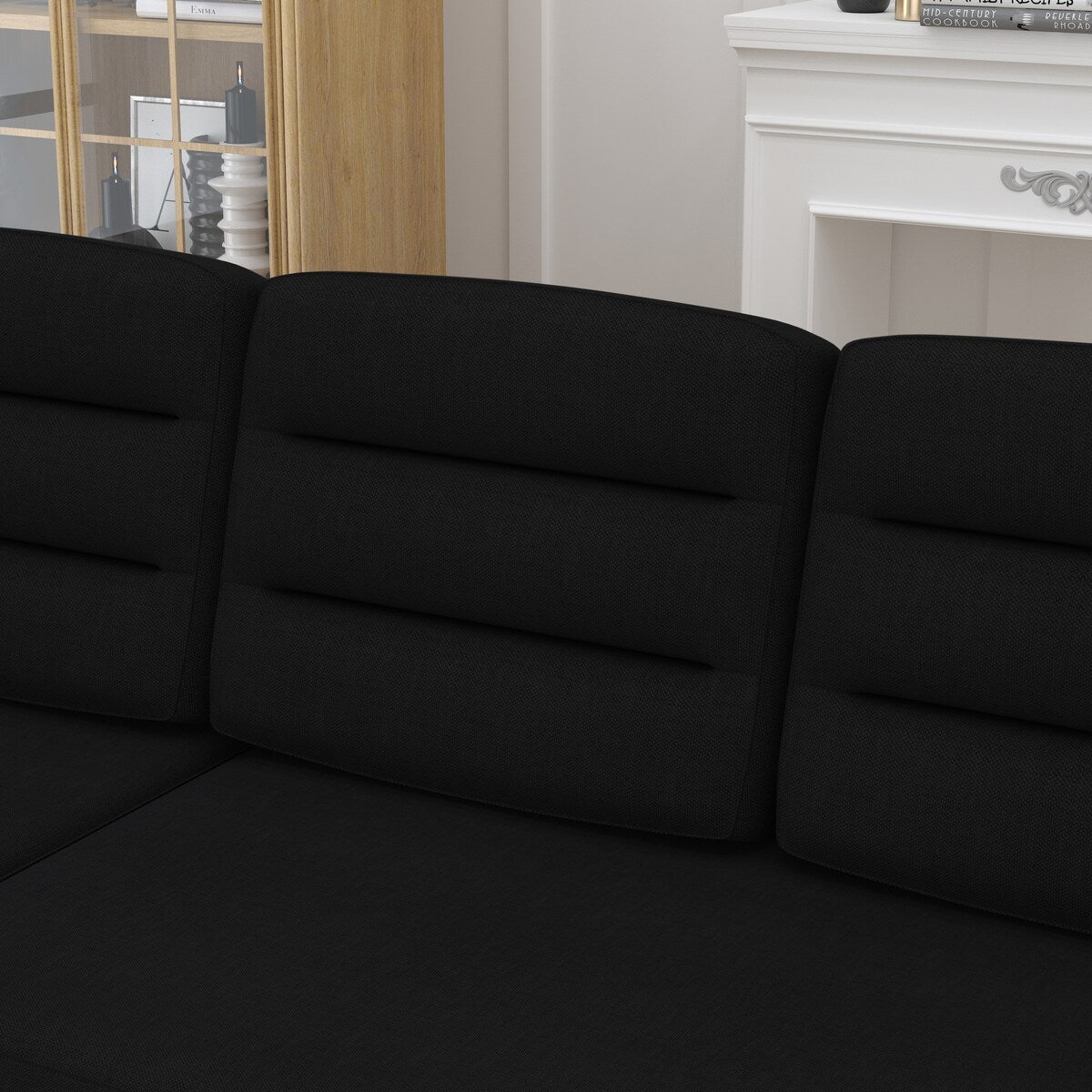 83.5" Upholstered L-Shaped Sectional Sofa, Convertible Sleeper Bed Couch