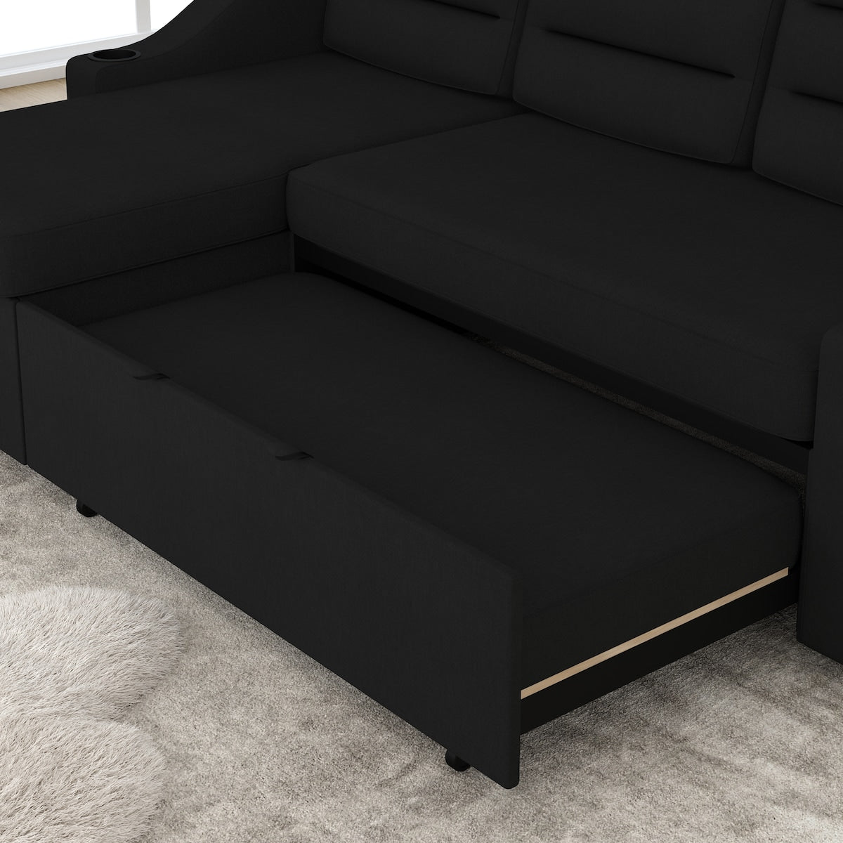 83.5" Upholstered L-Shaped Sectional Sofa, Convertible Sleeper Bed Couch