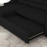 83.5" Upholstered L-Shaped Sectional Sofa, Convertible Sleeper Bed Couch