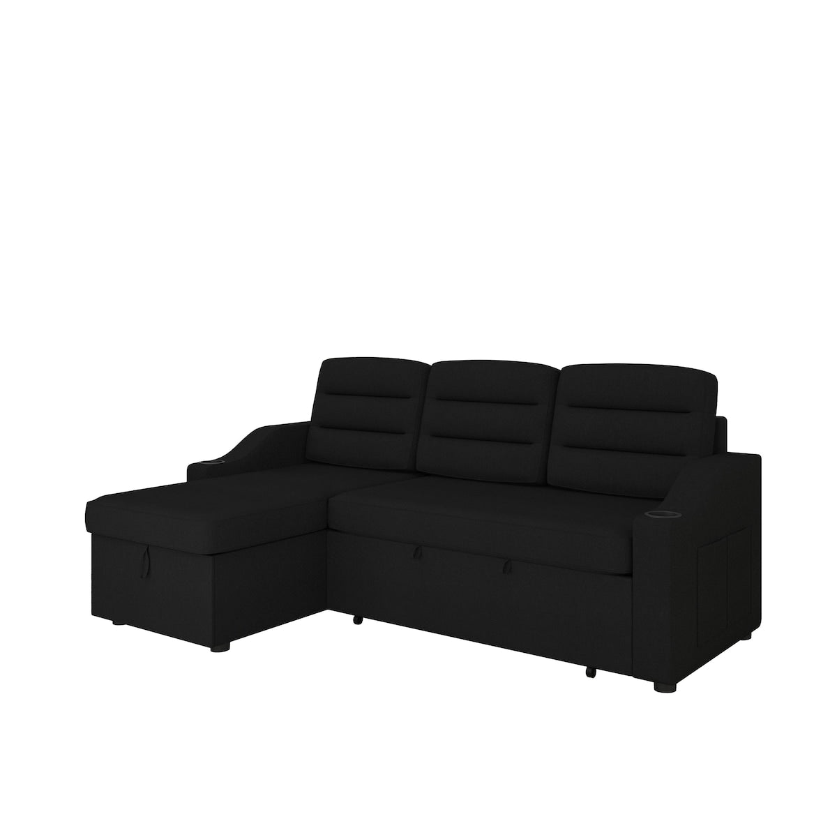 83.5" Upholstered L-Shaped Sectional Sofa, Convertible Sleeper Bed Couch
