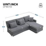 83.5" Upholstered L-Shaped Sectional Sofa, Convertible Sleeper Bed Couch
