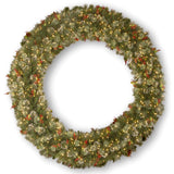 84-inch Wintry Pine Wreath with Cones, Red Berries and Snowflakes and 600 Clear Lights