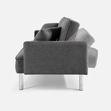 84.6 Inches Extra Long Futon Adjustable Sofa Bed, Modern Tufted Fabric Folding Daybed Guest Bed