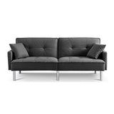 84.6 Inches Extra Long Futon Adjustable Sofa Bed, Modern Tufted Fabric Folding Daybed Guest Bed