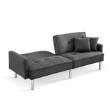 84.6 Inches Extra Long Futon Adjustable Sofa Bed, Modern Tufted Fabric Folding Daybed Guest Bed