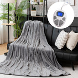 84" x 62" Flannel Heated Blanket Electric Throw Dark Grey