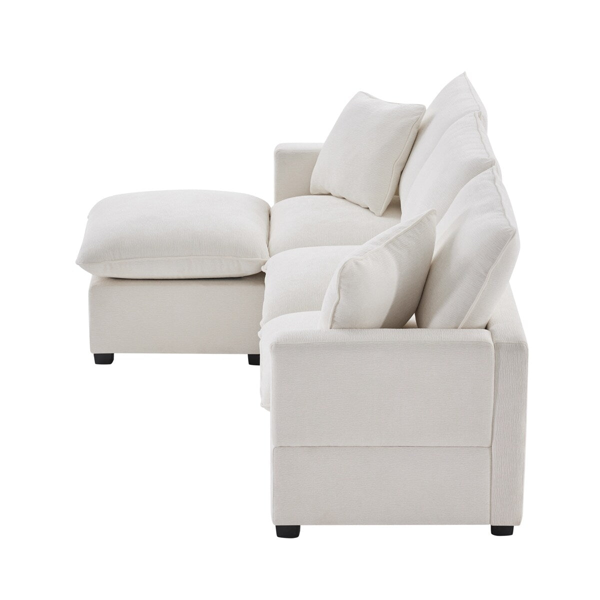 84*57" Modular Sofa, 4 Seat Chenille Sectional Couch Set w/ 2 Pillows