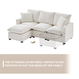 84*57" Modular Sofa, 4 Seat Chenille Sectional Couch Set w/ 2 Pillows