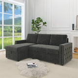 85 Inches Sofa Bed, 3 Seater Sleeper Sofa with Storage Chaise