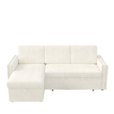 85 Inches Sofa Bed, 3 Seater Sleeper Sofa with Storage Chaise