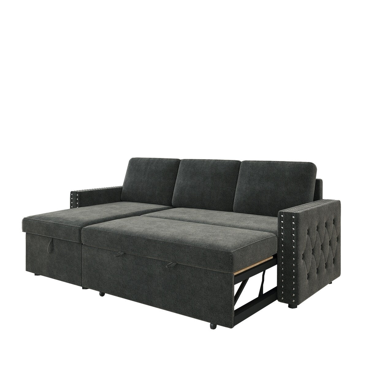 85 Inches Sofa Bed, 3 Seater Sleeper Sofa with Storage Chaise