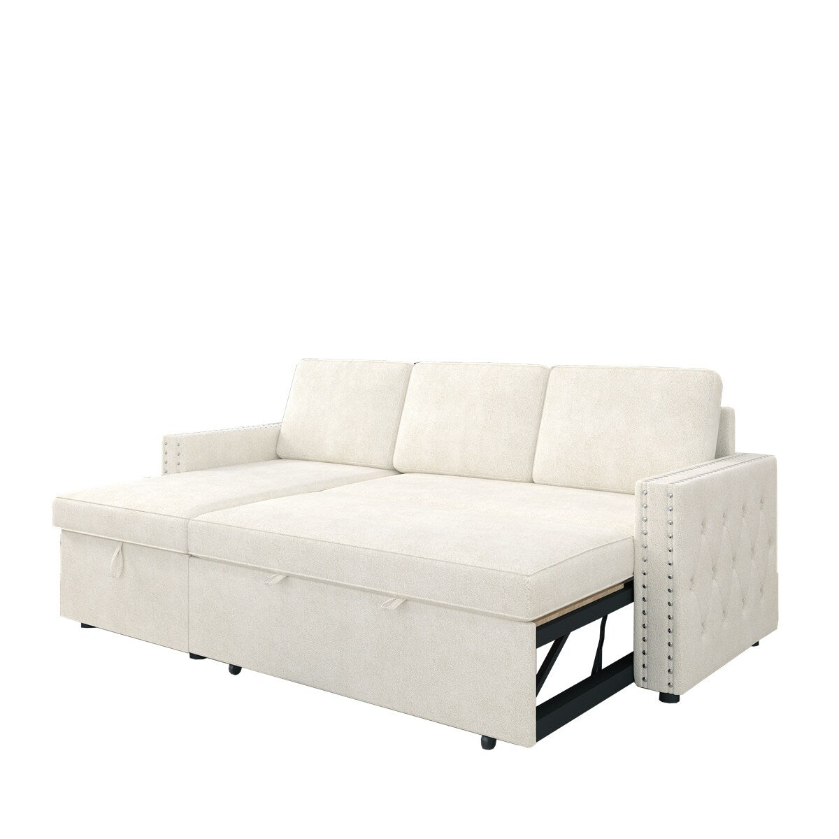 85 Inches Sofa Bed, 3 Seater Sleeper Sofa with Storage Chaise