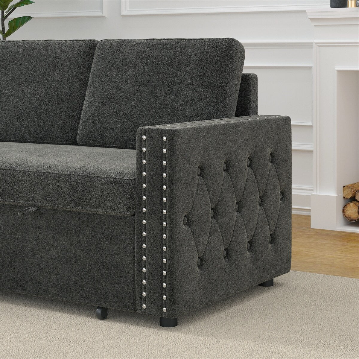 85 Inches Sofa Bed, 3 Seater Sleeper Sofa with Storage Chaise