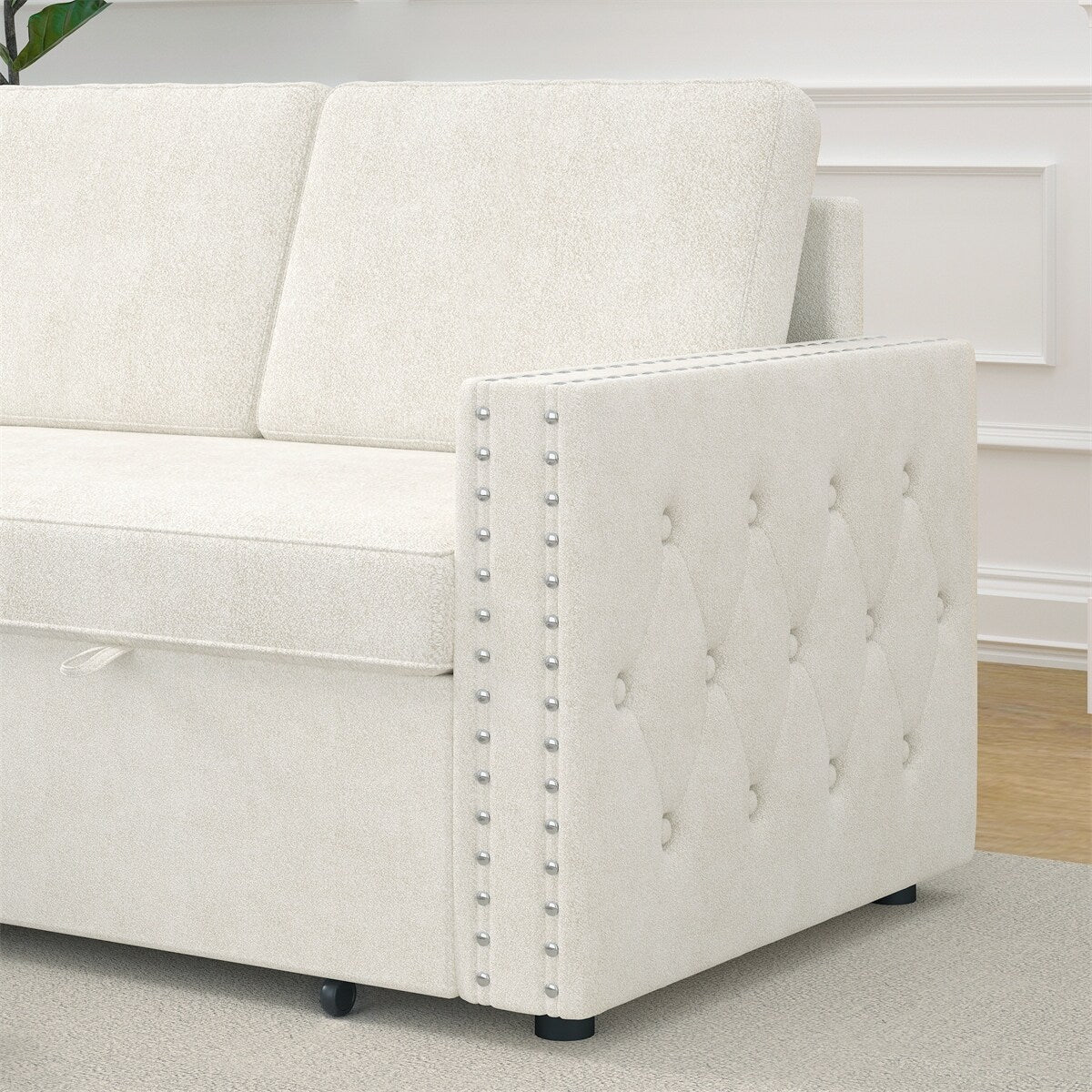 85 Inches Sofa Bed, 3 Seater Sleeper Sofa with Storage Chaise