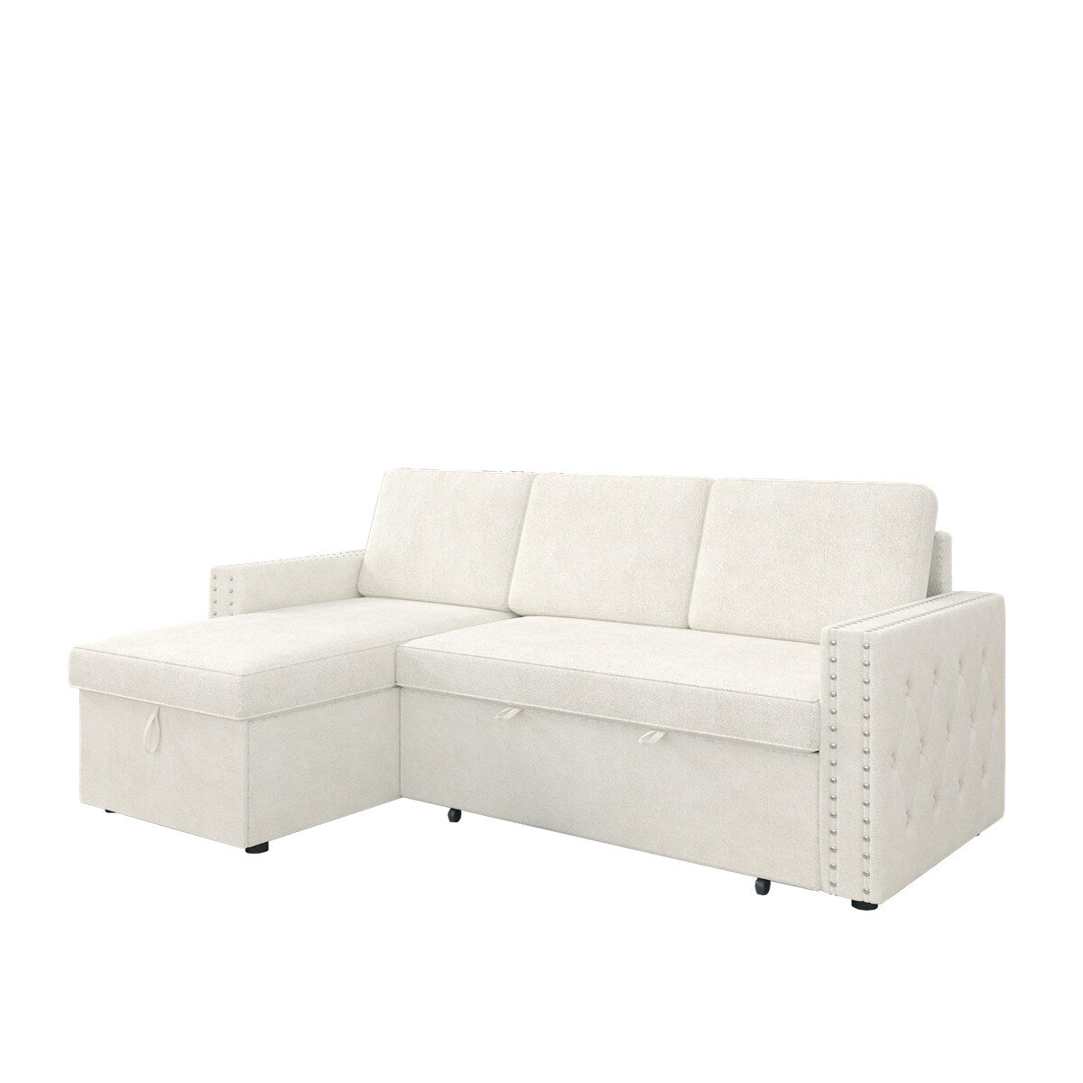 85 Inches Sofa Bed, 3 Seater Sleeper Sofa with Storage Chaise