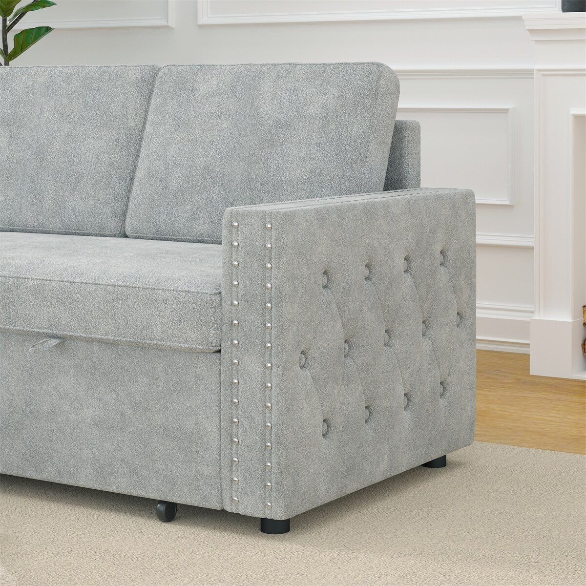 85 Inches Sofa Bed, 3 Seater Sleeper Sofa with Storage Chaise