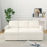85 Inches Sofa Bed, 3 Seater Sleeper Sofa with Storage Chaise