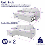 85 Inches Sofa Bed, 3 Seater Sleeper Sofa with Storage Chaise