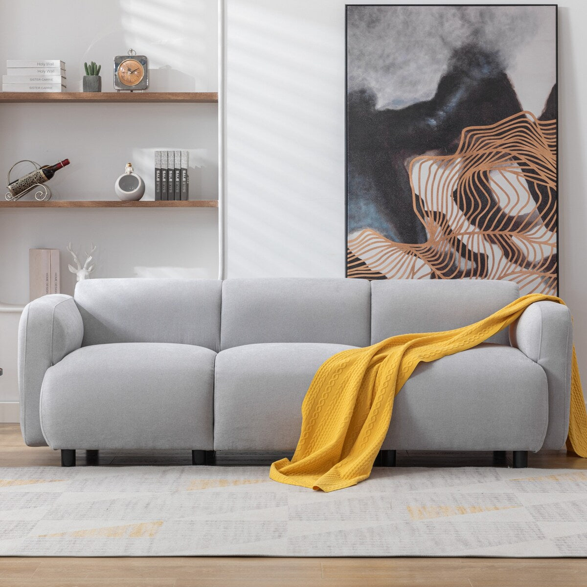 85.4" Luxury Modern Style Upholstered 3-Seat Sofa with Plush Comfort a