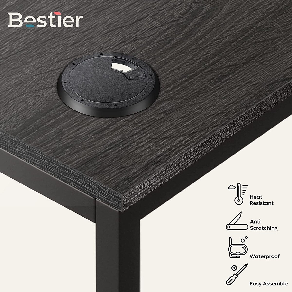 86.6 inch Reversible L Shaped Desk with Shelves Charcoal