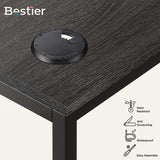 86.6 inch Reversible L Shaped Desk with Shelves Charcoal