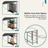 86.6 inch Reversible L Shaped Desk with Shelves Charcoal
