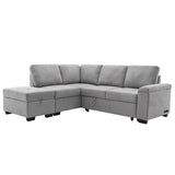 87.4-inch Black L-shaped Sleeper Sectional Sofa with Storage Ottoman, Hidden Arm Storage, and USB Charge