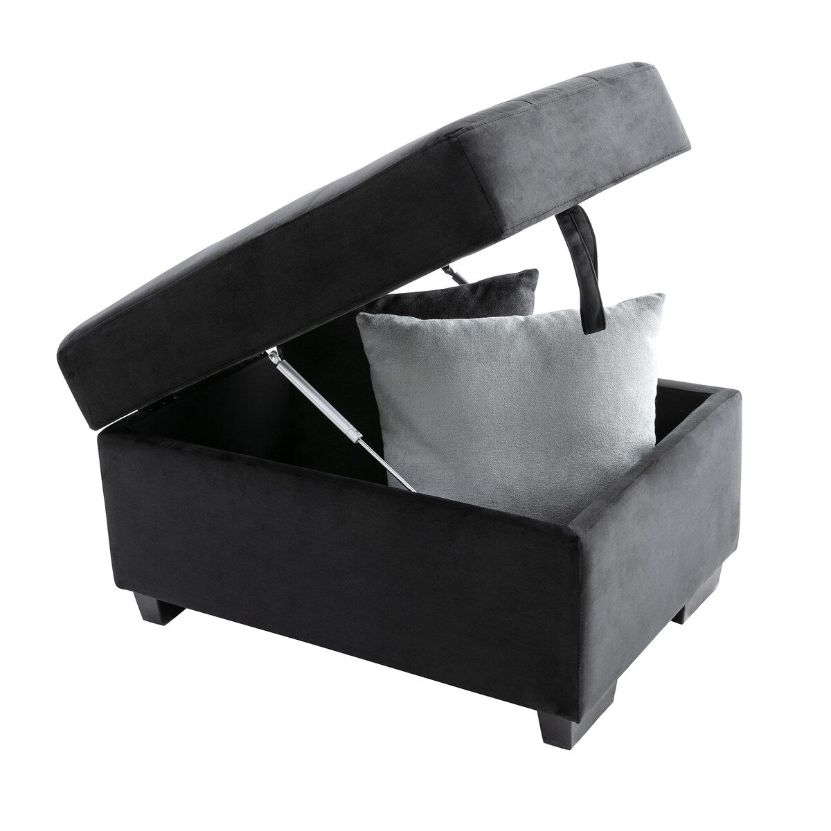 87.4-inch Black L-shaped Sleeper Sectional Sofa with Storage Ottoman, Hidden Arm Storage, and USB Charge