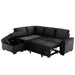 87.4-inch Black L-shaped Sleeper Sectional Sofa with Storage Ottoman, Hidden Arm Storage, and USB Charge