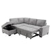 87.4-inch Black L-shaped Sleeper Sectional Sofa with Storage Ottoman, Hidden Arm Storage, and USB Charge