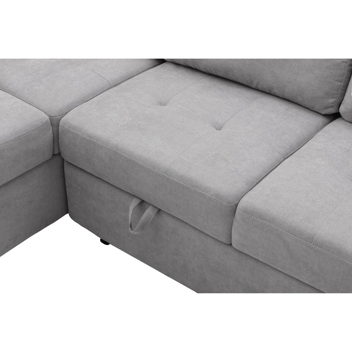 87.4-inch Black L-shaped Sleeper Sectional Sofa with Storage Ottoman, Hidden Arm Storage, and USB Charge