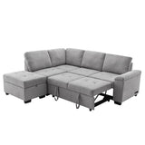 87.4-inch Black L-shaped Sleeper Sectional Sofa with Storage Ottoman, Hidden Arm Storage, and USB Charge
