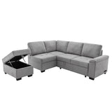 87.4-inch Black L-shaped Sleeper Sectional Sofa with Storage Ottoman, Hidden Arm Storage, and USB Charge