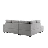 87.4-inch Black L-shaped Sleeper Sectional Sofa with Storage Ottoman, Hidden Arm Storage, and USB Charge