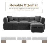87.7" Sectional Sofa Cozy Teddy Fleece Fabric Sectional Sofa Couch