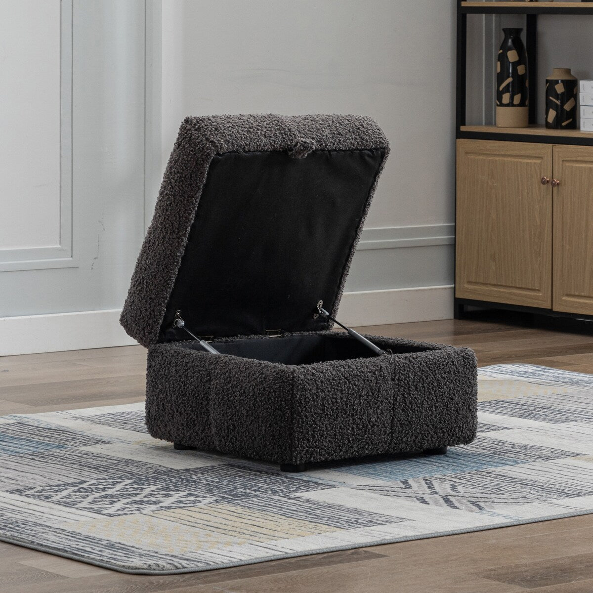 87.7" Sectional Sofa Cozy Teddy Fleece Fabric Sectional Sofa Couch