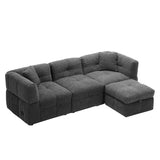 87.7" Sectional Sofa Cozy Teddy Fleece Fabric Sectional Sofa Couch