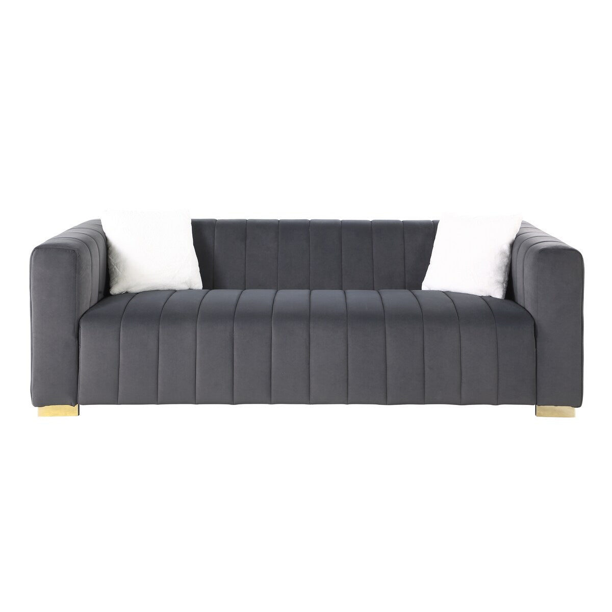 87'' Velvet Upholstered 3-Seater Sofa Modern Camel Back Sofa
