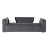 87'' Velvet Upholstered 3-Seater Sofa Modern Camel Back Sofa