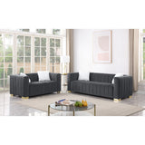 87'' Velvet Upholstered 3-Seater Sofa Modern Camel Back Sofa