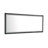 88 in. W x 38 in. H Oversized Rectangular Black Framed LED Mirror