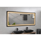 88 in. W x 38 in. H Oversized Rectangular Black Framed LED Mirror