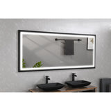 88 in. W x 38 in. H Oversized Rectangular Black Framed LED Mirror