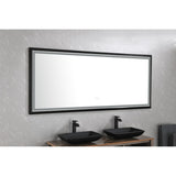 88 in. W x 38 in. H Oversized Rectangular Black Framed LED Mirror