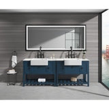 88 in. W x 38 in. H Oversized Rectangular Black Framed LED Mirror