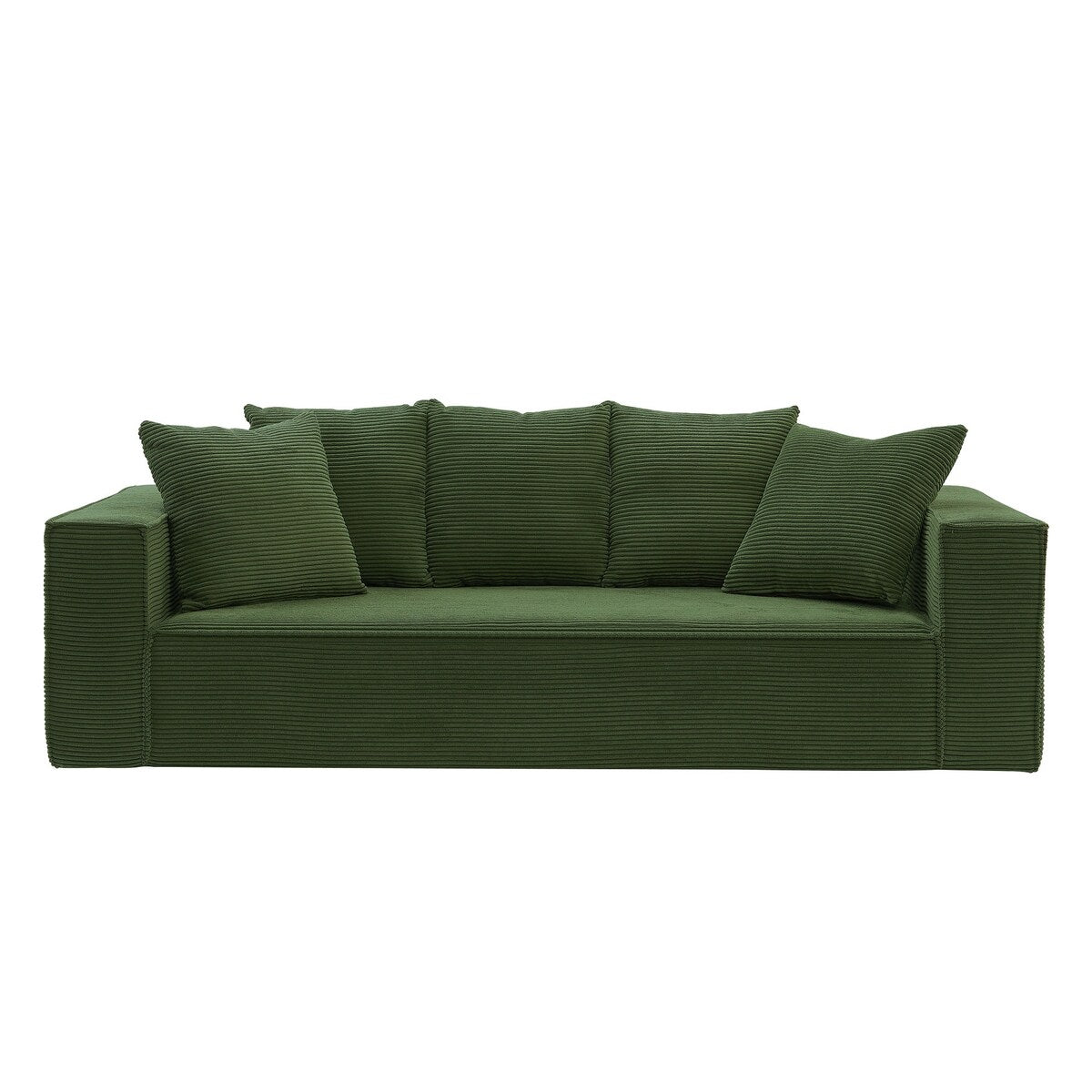 88.97" Corduroy Upholstered Sofa, Comfy Couch with 5 Pillows