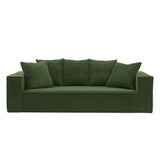 88.97" Corduroy Upholstered Sofa, Comfy Couch with 5 Pillows