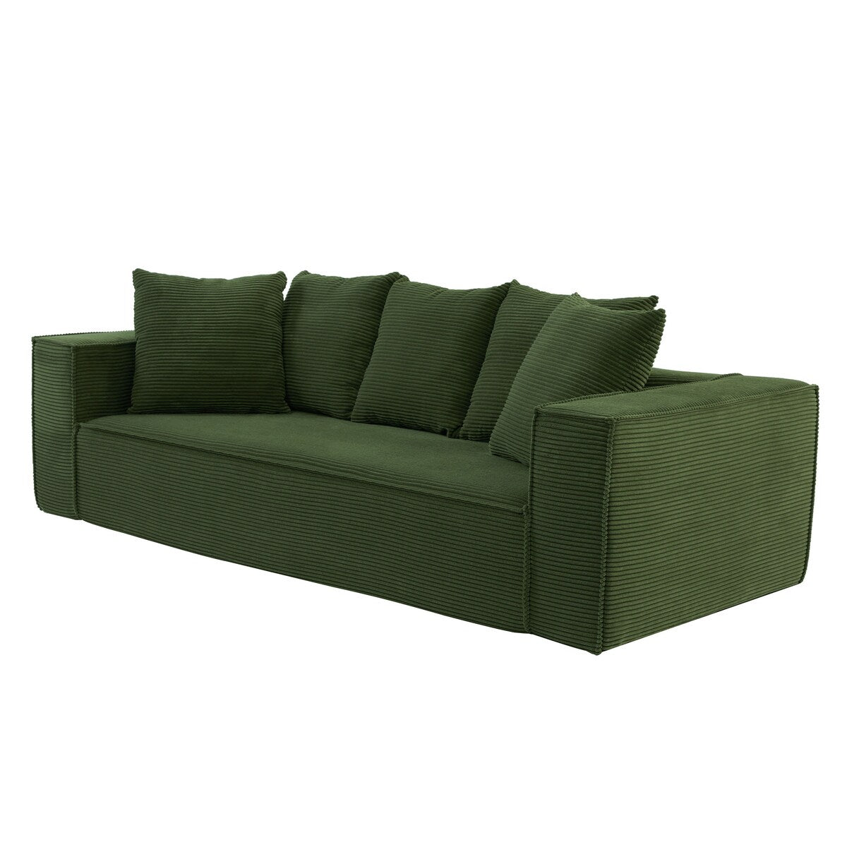 88.97" Corduroy Upholstered Sofa, Comfy Couch with 5 Pillows