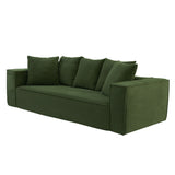 88.97" Corduroy Upholstered Sofa, Comfy Couch with 5 Pillows