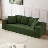 88.97" Corduroy Upholstered Sofa, Comfy Couch with 5 Pillows